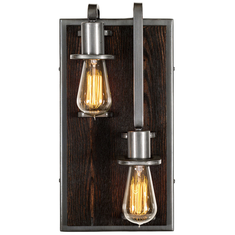 Two Light Wall Sconce<br /><span style="color:#4AB0CE;">Entrega: 4-10 dias en USA</span><br /><span style="color:#4AB0CE;font-size:60%;">PREGUNTE POR ENTREGA EN PANAMA</span><br />Collection: Lofty<br />Finish: Steel