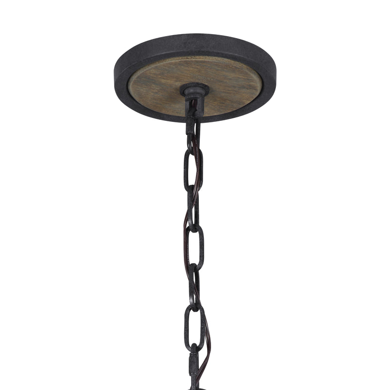 Six Light Pendant<br /><span style="color:#4AB0CE;">Entrega: 4-10 dias en USA</span><br /><span style="color:#4AB0CE;font-size:60%;">PREGUNTE POR ENTREGA EN PANAMA</span><br />Collection: Allier<br />Finish: Weathered Oak Wood / Antique Forged Iron