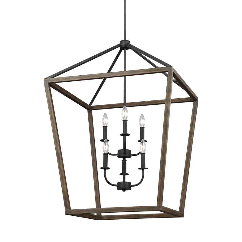 Six Light Chandelier<br /><span style="color:#4AB0CE;">Entrega: 10-11 semanas en USA</span><br /><span style="color:#4AB0CE;font-size:60%;">PREGUNTE POR ENTREGA EN PANAMA</span><br />Collection: Gannet<br />Finish: Weathered Oak Wood / Antique Forged Iron