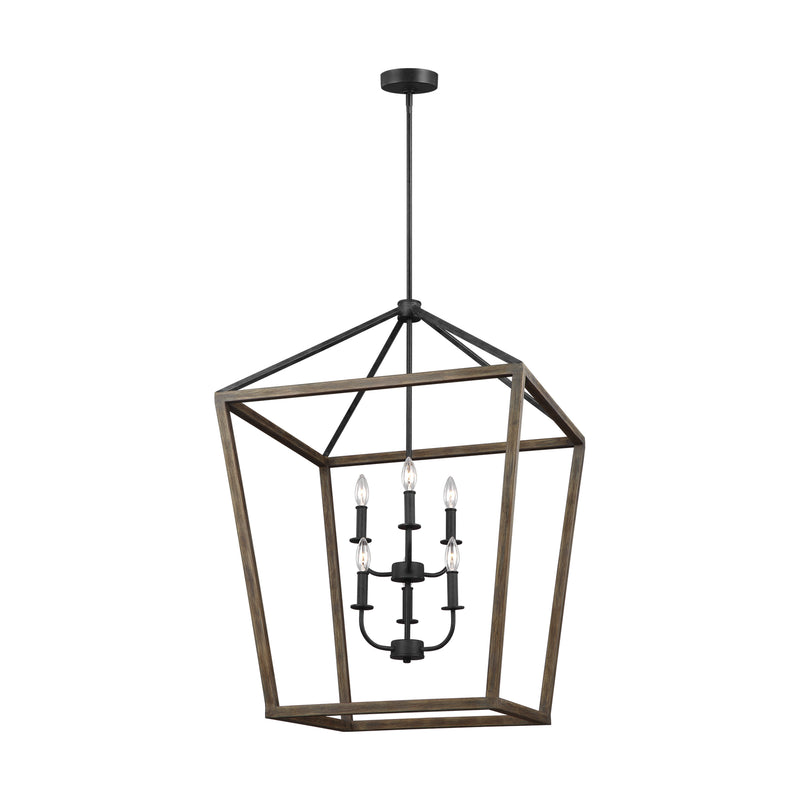 Six Light Chandelier<br /><span style="color:#4AB0CE;">Entrega: 10-11 semanas en USA</span><br /><span style="color:#4AB0CE;font-size:60%;">PREGUNTE POR ENTREGA EN PANAMA</span><br />Collection: Gannet<br />Finish: Weathered Oak Wood / Antique Forged Iron