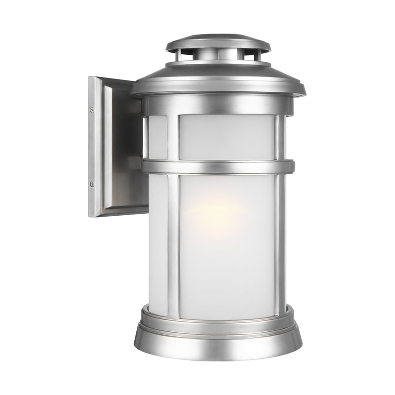 One Light Outdoor Wall Lantern<br /><span style="color:#4AB0CE;">Entrega: 4-10 dias en USA</span><br /><span style="color:#4AB0CE;font-size:60%;">PREGUNTE POR ENTREGA EN PANAMA</span><br />Collection: Newport<br />Finish: Painted Brushed Steel