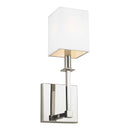 One Light Wall Sconce<br /><span style="color:#4AB0CE;">Entrega: 4-10 dias en USA</span><br /><span style="color:#4AB0CE;font-size:60%;">PREGUNTE POR ENTREGA EN PANAMA</span><br />Collection: Quinn<br />Finish: Polished Nickel