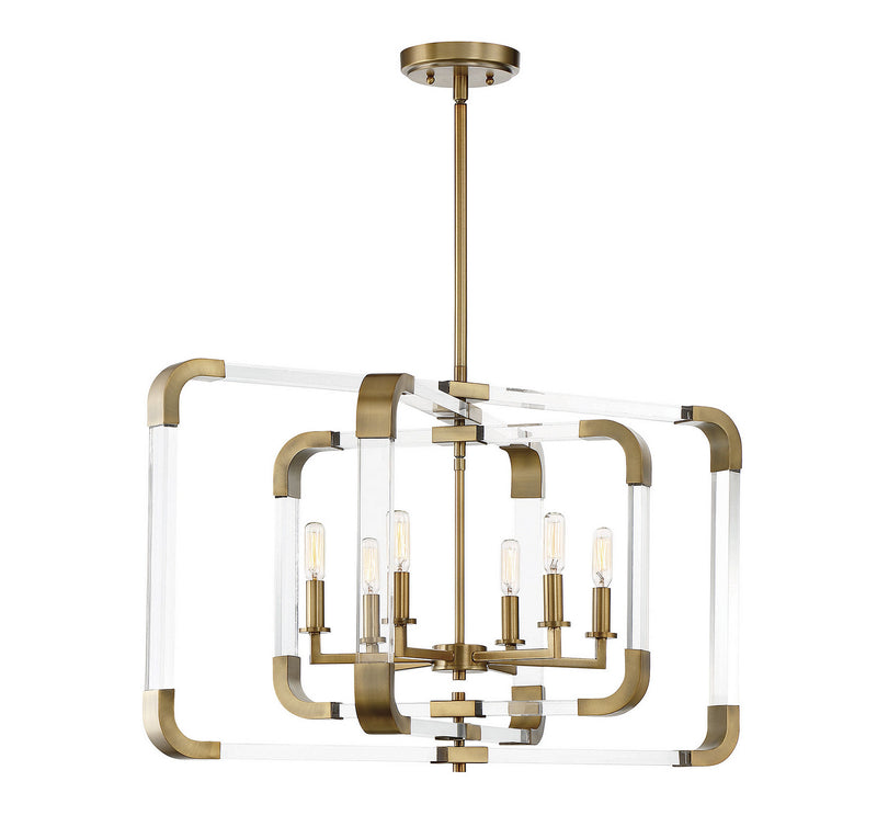 Six Light Pendant<br /><span style="color:#4AB0CE;">Entrega: 4-10 dias en USA</span><br /><span style="color:#4AB0CE;font-size:60%;">PREGUNTE POR ENTREGA EN PANAMA</span><br />Collection: Rotterdam<br />Finish: Warm Brass