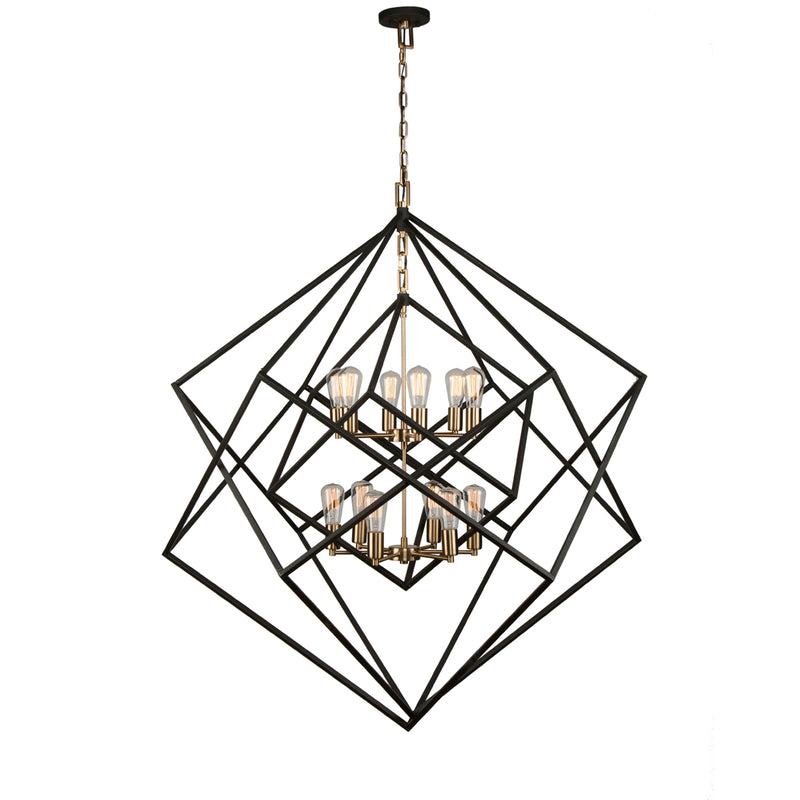 12 Light Chandelier<br /><span style="color:#4AB0CE;">Entrega: 4-10 dias en USA</span><br /><span style="color:#4AB0CE;font-size:60%;">PREGUNTE POR ENTREGA EN PANAMA</span><br />Collection: Artistry<br />Finish: Matte Black & Harvest Brass