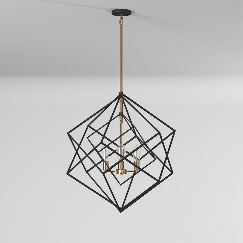 Four Light Chandelier<br /><span style="color:#4AB0CE;">Entrega: 4-10 dias en USA</span><br /><span style="color:#4AB0CE;font-size:60%;">PREGUNTE POR ENTREGA EN PANAMA</span><br />Collection: Artistry<br />Finish: Matte Black & Harvest Brass