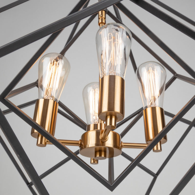 Four Light Chandelier<br /><span style="color:#4AB0CE;">Entrega: 4-10 dias en USA</span><br /><span style="color:#4AB0CE;font-size:60%;">PREGUNTE POR ENTREGA EN PANAMA</span><br />Collection: Artistry<br />Finish: Matte Black & Harvest Brass