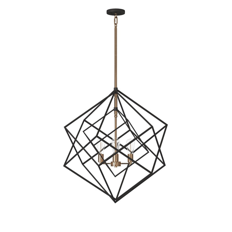 Four Light Chandelier<br /><span style="color:#4AB0CE;">Entrega: 4-10 dias en USA</span><br /><span style="color:#4AB0CE;font-size:60%;">PREGUNTE POR ENTREGA EN PANAMA</span><br />Collection: Artistry<br />Finish: Matte Black & Harvest Brass