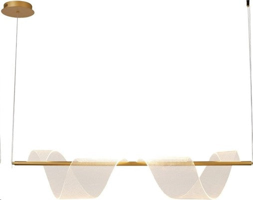 LÁMPARA COLGANTE DECORATIVA CON LUZ  LED 50W TONALIDAD 3000K , ACABADO GOLDEN / METAL ACRÍLICO