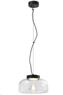 Lámpara De Techo Colgante Decorativa Led 10W 3000K 100-240V Acabado Negro + Vidrio Claro.