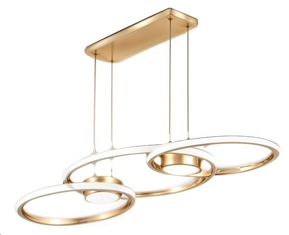 LÁMPARA DE TECHO COLGANTE DECORATIVA LED 54W, TONALIDAD 3000K, 100-240V, 50-60HZ, IP20, ACABADO DORADO