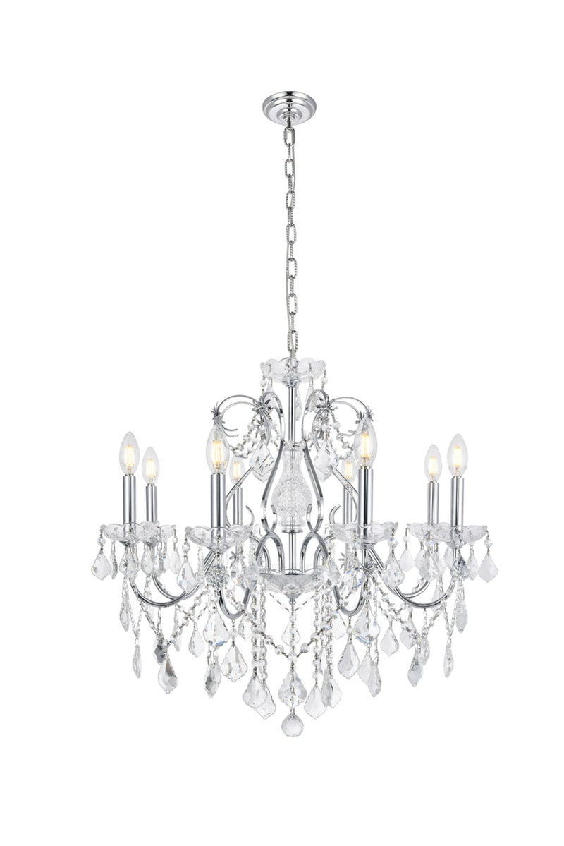 Elegant Lighting - V2015D26C/RC - Eight Light Chandelier - St. Francis - Chrome