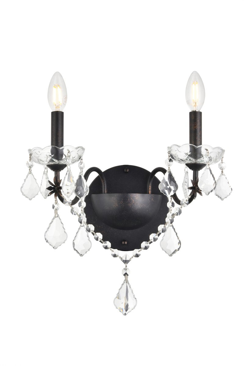 Elegant Lighting - V2015W2DB/RC - Two Light Wall Sconce - St. Francis - Dark Bronze