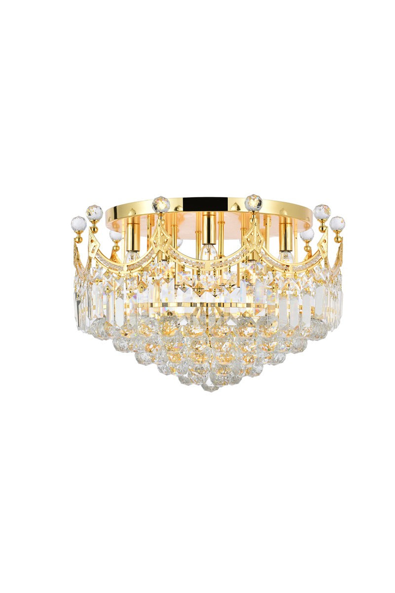 Elegant Lighting - V8949F20G/RC - Nine Light Flush Mount - Corona - Gold