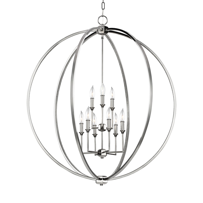 Nine Light Chandelier<br /><span style="color:#4AB0CE;">Entrega: 4-10 dias en USA</span><br /><span style="color:#4AB0CE;font-size:60%;">PREGUNTE POR ENTREGA EN PANAMA</span><br />Collection: Corinne<br />Finish: Polished Nickel