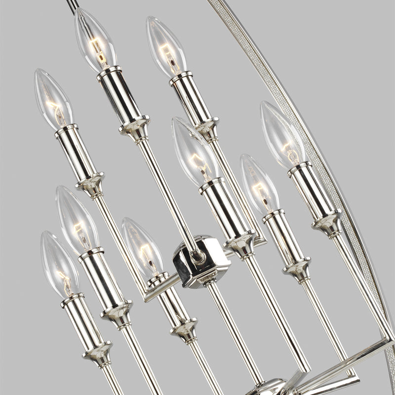 Nine Light Chandelier<br /><span style="color:#4AB0CE;">Entrega: 4-10 dias en USA</span><br /><span style="color:#4AB0CE;font-size:60%;">PREGUNTE POR ENTREGA EN PANAMA</span><br />Collection: Corinne<br />Finish: Polished Nickel