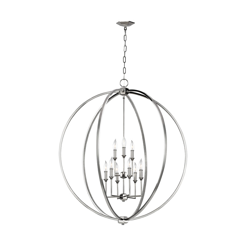 Nine Light Chandelier<br /><span style="color:#4AB0CE;">Entrega: 4-10 dias en USA</span><br /><span style="color:#4AB0CE;font-size:60%;">PREGUNTE POR ENTREGA EN PANAMA</span><br />Collection: Corinne<br />Finish: Polished Nickel