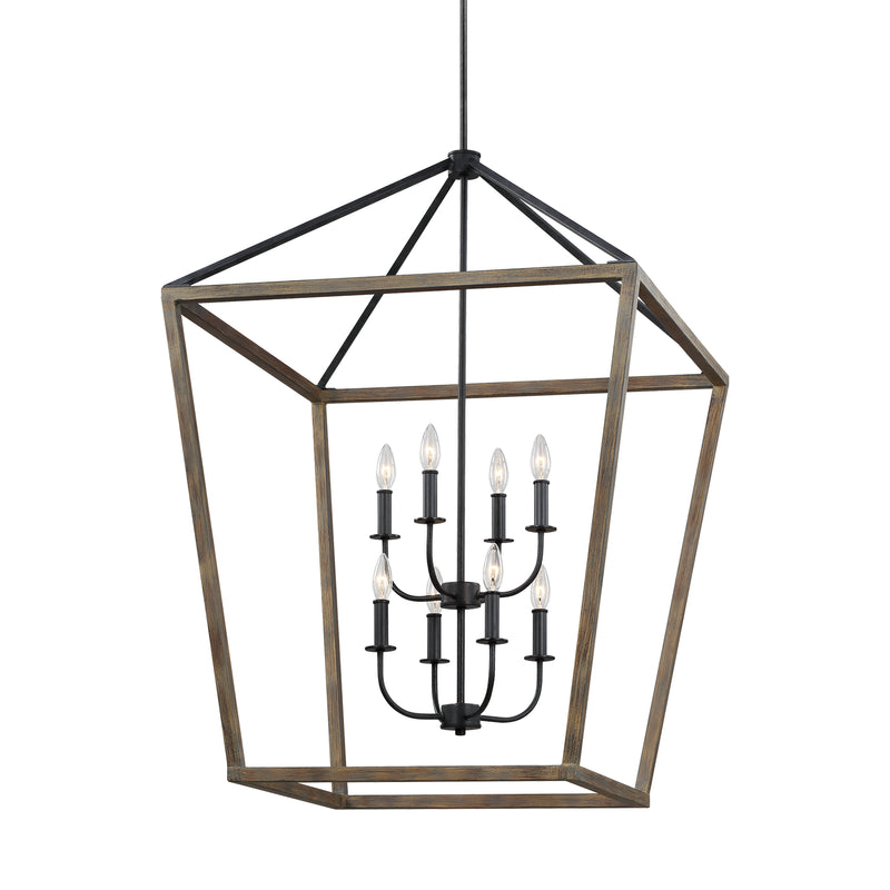 Eight Light Chandelier<br /><span style="color:#4AB0CE;">Entrega: 4-10 dias en USA</span><br /><span style="color:#4AB0CE;font-size:60%;">PREGUNTE POR ENTREGA EN PANAMA</span><br />Collection: Gannet<br />Finish: Weathered Oak Wood / Antique Forged Iron