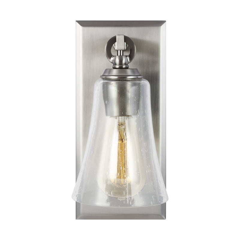 One Light Wall Sconce<br /><span style="color:#4AB0CE;">Entrega: 4-10 dias en USA</span><br /><span style="color:#4AB0CE;font-size:60%;">PREGUNTE POR ENTREGA EN PANAMA</span><br />Collection: Monterro<br />Finish: Satin Nickel