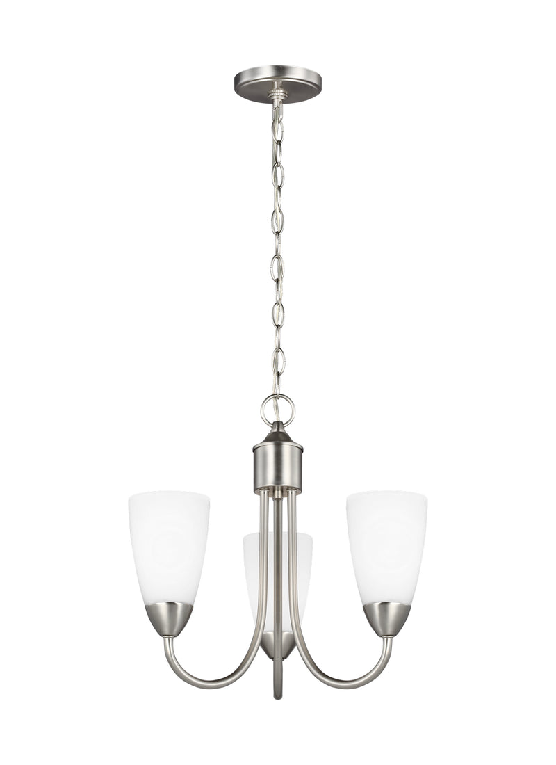 Three Light Chandelier<br /><span style="color:#4AB0CE;">Entrega: 4-10 dias en USA</span><br /><span style="color:#4AB0CE;font-size:60%;">PREGUNTE POR ENTREGA EN PANAMA</span><br />Collection: Seville<br />Finish: Brushed Nickel