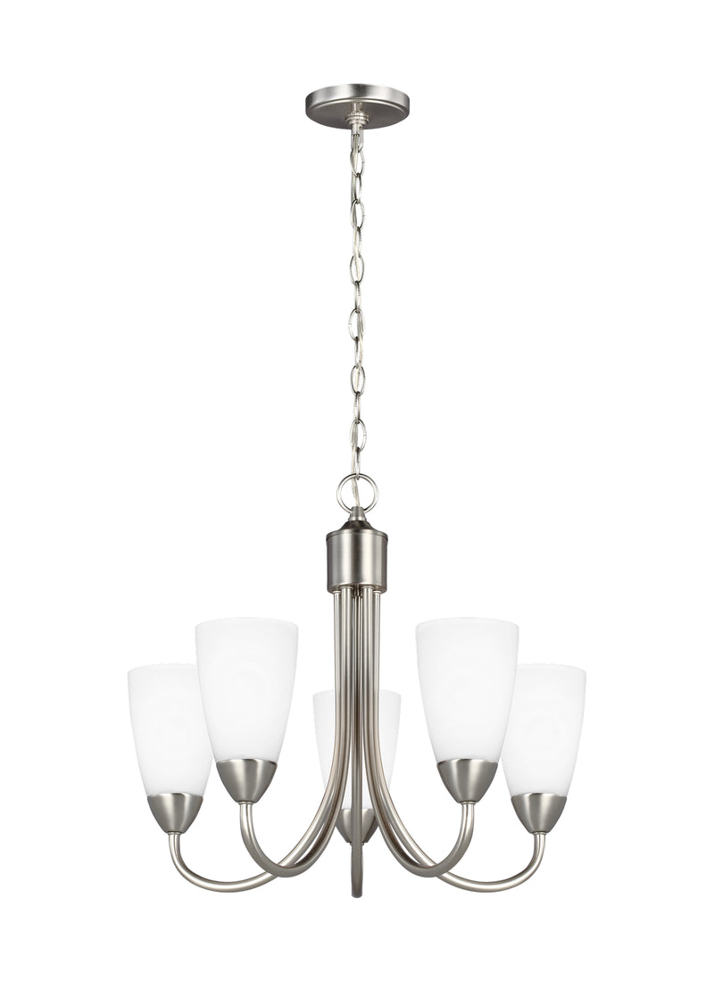 Five Light Chandelier<br /><span style="color:#4AB0CE;">Entrega: 4-10 dias en USA</span><br /><span style="color:#4AB0CE;font-size:60%;">PREGUNTE POR ENTREGA EN PANAMA</span><br />Collection: Seville<br />Finish: Brushed Nickel