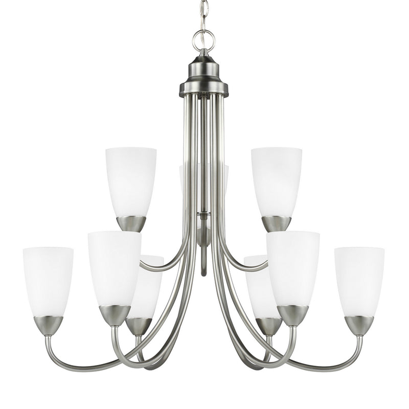Generation Lighting - 3120209EN3-962 - Nine Light Chandelier - Seville - Brushed Nickel