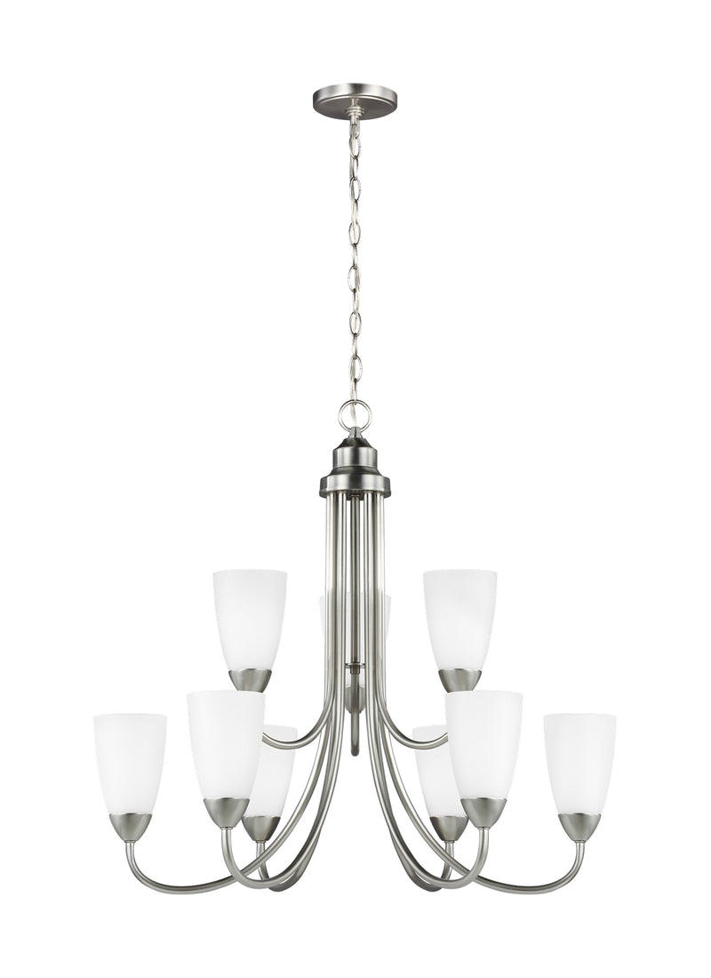 Nine Light Chandelier<br /><span style="color:#4AB0CE;">Entrega: 4-10 dias en USA</span><br /><span style="color:#4AB0CE;font-size:60%;">PREGUNTE POR ENTREGA EN PANAMA</span><br />Collection: Seville<br />Finish: Brushed Nickel