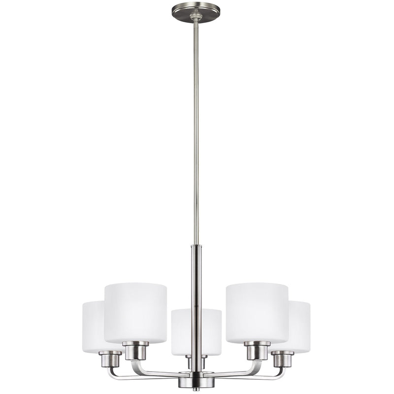 Five Light Chandelier<br /><span style="color:#4AB0CE;">Entrega: 4-10 dias en USA</span><br /><span style="color:#4AB0CE;font-size:60%;">PREGUNTE POR ENTREGA EN PANAMA</span><br />Collection: Canfield<br />Finish: Brushed Nickel