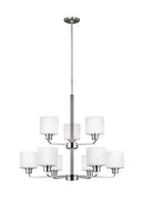 Nine Light Chandelier<br /><span style="color:#4AB0CE;">Entrega: 4-10 dias en USA</span><br /><span style="color:#4AB0CE;font-size:60%;">PREGUNTE POR ENTREGA EN PANAMA</span><br />Collection: Canfield<br />Finish: Brushed Nickel