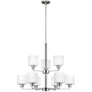 Nine Light Chandelier<br /><span style="color:#4AB0CE;">Entrega: 4-10 dias en USA</span><br /><span style="color:#4AB0CE;font-size:60%;">PREGUNTE POR ENTREGA EN PANAMA</span><br />Collection: Canfield<br />Finish: Brushed Nickel