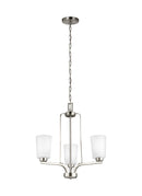 Three Light Chandelier<br /><span style="color:#4AB0CE;">Entrega: 4-10 dias en USA</span><br /><span style="color:#4AB0CE;font-size:60%;">PREGUNTE POR ENTREGA EN PANAMA</span><br />Collection: Franport<br />Finish: Brushed Nickel