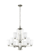 Nine Light Chandelier<br /><span style="color:#4AB0CE;">Entrega: 4-10 dias en USA</span><br /><span style="color:#4AB0CE;font-size:60%;">PREGUNTE POR ENTREGA EN PANAMA</span><br />Collection: Franport<br />Finish: Brushed Nickel