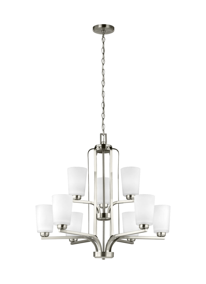 Nine Light Chandelier<br /><span style="color:#4AB0CE;">Entrega: 4-10 dias en USA</span><br /><span style="color:#4AB0CE;font-size:60%;">PREGUNTE POR ENTREGA EN PANAMA</span><br />Collection: Franport<br />Finish: Brushed Nickel