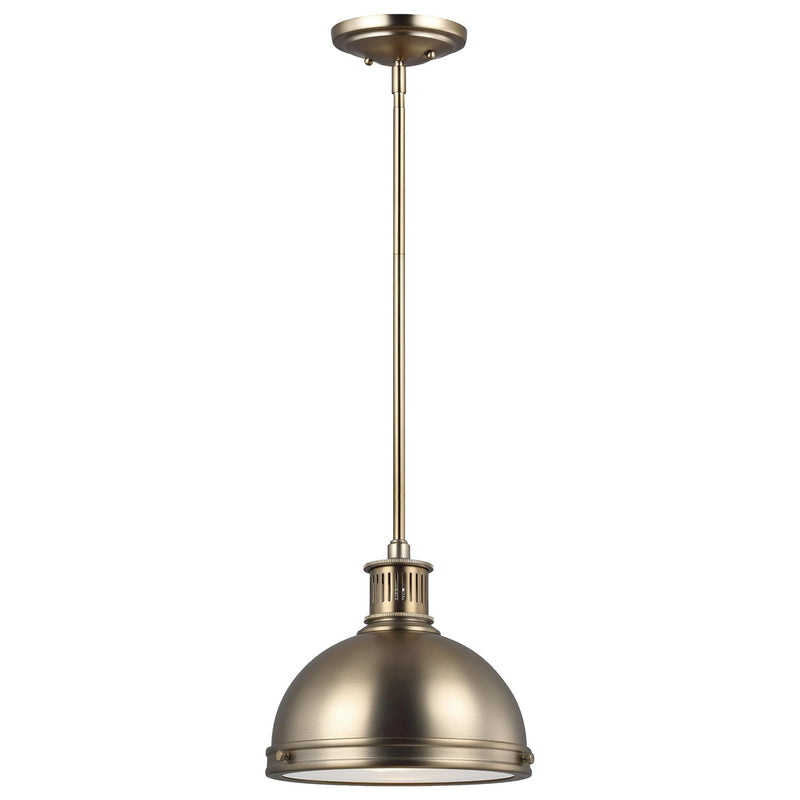 One Light Pendant<br /><span style="color:#4AB0CE;">Entrega: 4-10 dias en USA</span><br /><span style="color:#4AB0CE;font-size:60%;">PREGUNTE POR ENTREGA EN PANAMA</span><br />Collection: Pratt Street Metal<br />Finish: Satin Brass