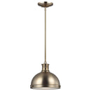 One Light Pendant<br /><span style="color:#4AB0CE;">Entrega: 4-10 dias en USA</span><br /><span style="color:#4AB0CE;font-size:60%;">PREGUNTE POR ENTREGA EN PANAMA</span><br />Collection: Pratt Street Metal<br />Finish: Satin Brass