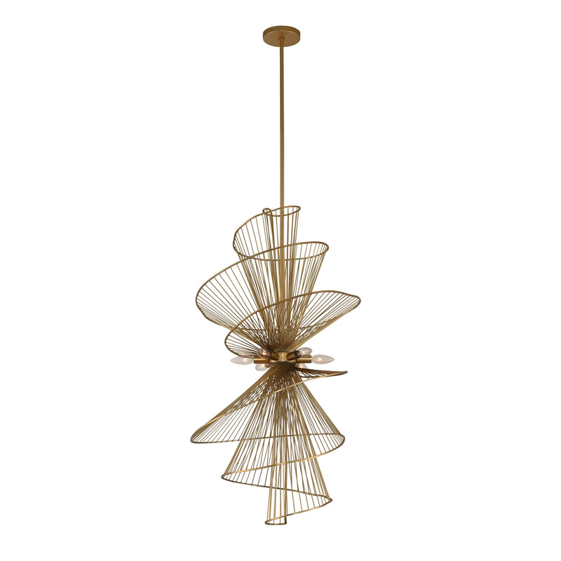 Kalco - 315950NRB - Six Light Foyer Pendant - Aurora - Nordic Brass