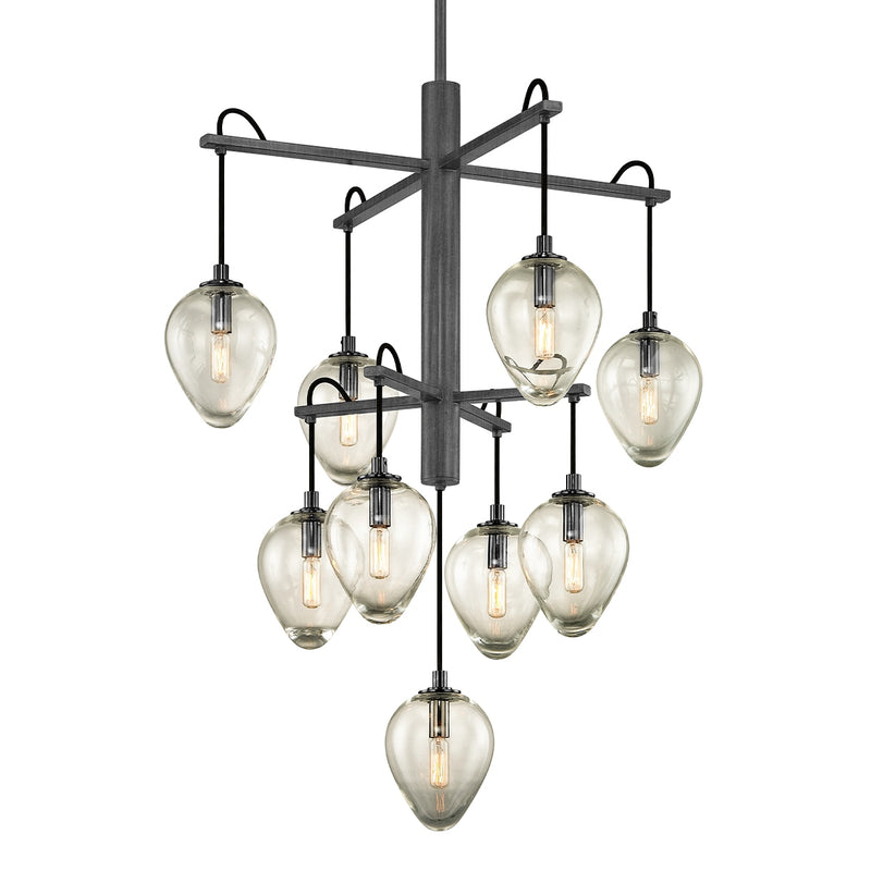 Troy Lighting - F6207-GRA/BCR - Nine Light Chandelier - Brixton - Graphite/Black Chrome