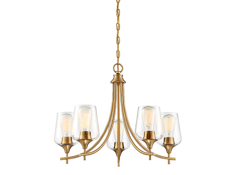 Five Light Chandelier<br /><span style="color:#4AB0CE;">Entrega: 4-10 dias en USA</span><br /><span style="color:#4AB0CE;font-size:60%;">PREGUNTE POR ENTREGA EN PANAMA</span><br />Collection: Octave<br />Finish: Warm Brass