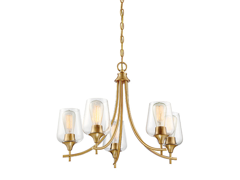 Five Light Chandelier<br /><span style="color:#4AB0CE;">Entrega: 4-10 dias en USA</span><br /><span style="color:#4AB0CE;font-size:60%;">PREGUNTE POR ENTREGA EN PANAMA</span><br />Collection: Octave<br />Finish: Warm Brass