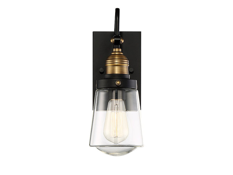 One Light Wall Mount<br /><span style="color:#4AB0CE;">Entrega: 4-10 dias en USA</span><br /><span style="color:#4AB0CE;font-size:60%;">PREGUNTE POR ENTREGA EN PANAMA</span><br />Collection: Macauley<br />Finish: Vintage Black with Warm Brass