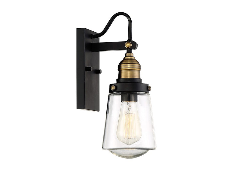 One Light Wall Mount<br /><span style="color:#4AB0CE;">Entrega: 4-10 dias en USA</span><br /><span style="color:#4AB0CE;font-size:60%;">PREGUNTE POR ENTREGA EN PANAMA</span><br />Collection: Macauley<br />Finish: Vintage Black with Warm Brass