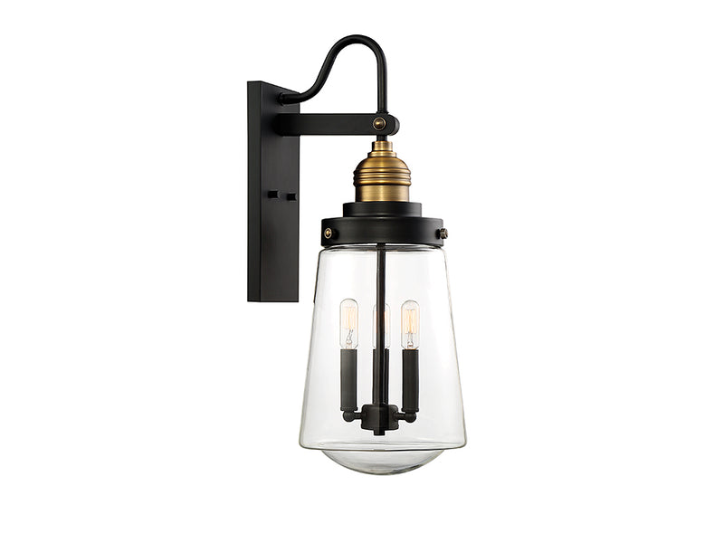 Three Light Wall Lantern<br /><span style="color:#4AB0CE;">Entrega: 4-10 dias en USA</span><br /><span style="color:#4AB0CE;font-size:60%;">PREGUNTE POR ENTREGA EN PANAMA</span><br />Collection: Macauley<br />Finish: Vintage Black with Warm Brass