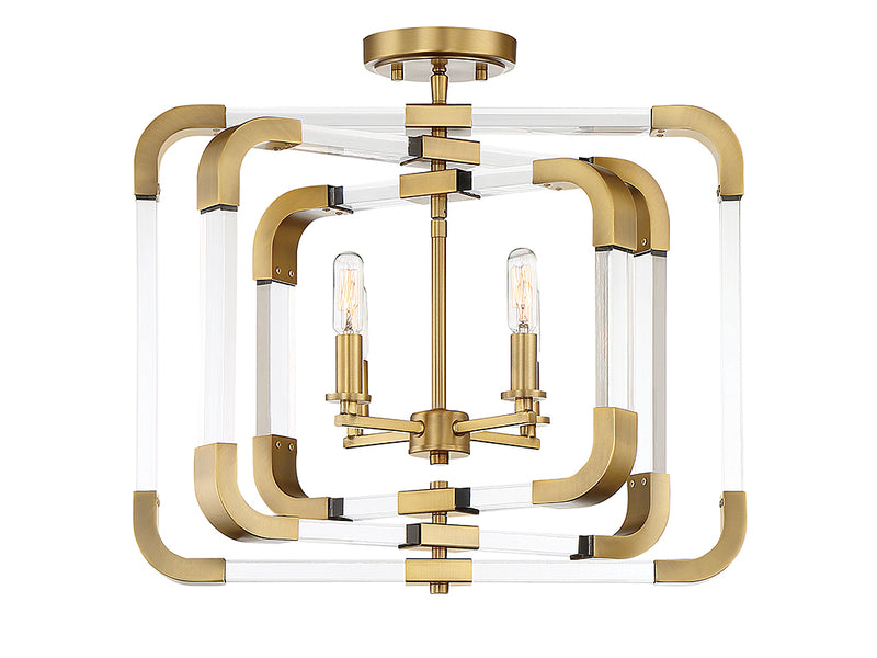 Four Light Semi-Flush Mount<br /><span style="color:#4AB0CE;">Entrega: 4-10 dias en USA</span><br /><span style="color:#4AB0CE;font-size:60%;">PREGUNTE POR ENTREGA EN PANAMA</span><br />Collection: Rotterdam<br />Finish: Warm Brass