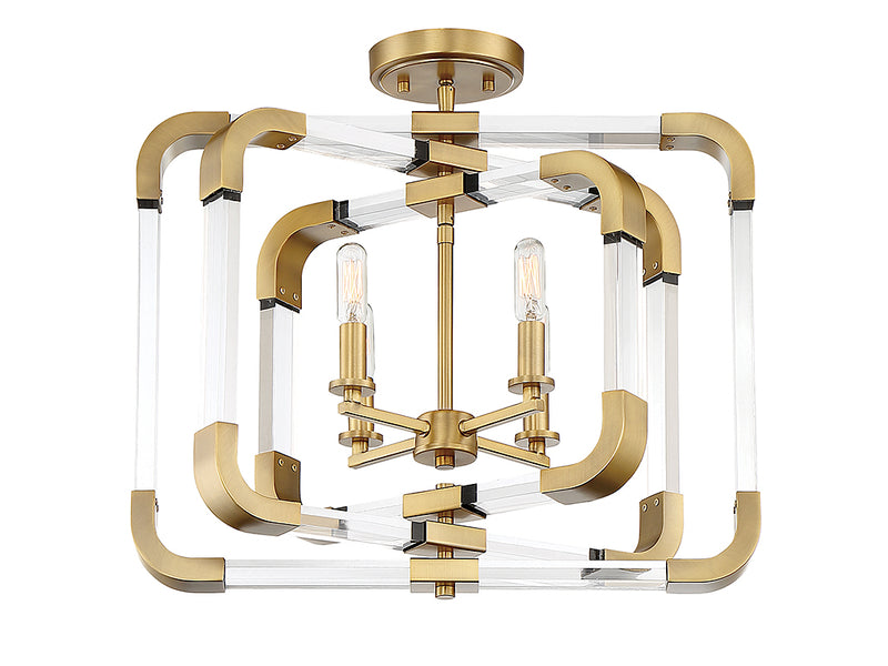 Four Light Semi-Flush Mount<br /><span style="color:#4AB0CE;">Entrega: 4-10 dias en USA</span><br /><span style="color:#4AB0CE;font-size:60%;">PREGUNTE POR ENTREGA EN PANAMA</span><br />Collection: Rotterdam<br />Finish: Warm Brass