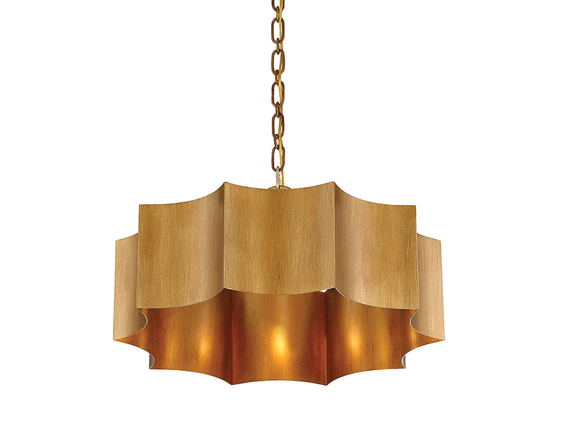 Three Light Pendant<br /><span style="color:#4AB0CE;">Entrega: 4-10 dias en USA</span><br /><span style="color:#4AB0CE;font-size:60%;">PREGUNTE POR ENTREGA EN PANAMA</span><br />Collection: Shelby<br />Finish: Gold Patina