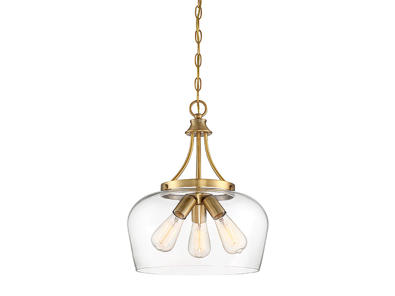 Three Light Pendant<br /><span style="color:#4AB0CE;">Entrega: 4-10 dias en USA</span><br /><span style="color:#4AB0CE;font-size:60%;">PREGUNTE POR ENTREGA EN PANAMA</span><br />Collection: Octave<br />Finish: Warm Brass