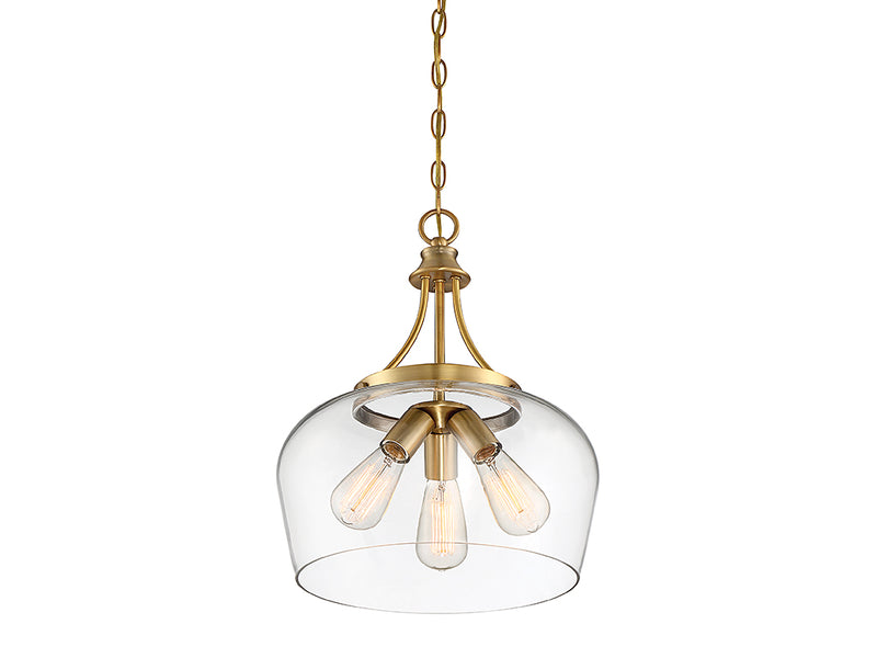 Three Light Pendant<br /><span style="color:#4AB0CE;">Entrega: 4-10 dias en USA</span><br /><span style="color:#4AB0CE;font-size:60%;">PREGUNTE POR ENTREGA EN PANAMA</span><br />Collection: Octave<br />Finish: Warm Brass