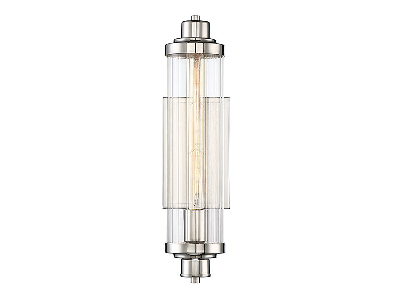 One Light Wall Sconce<br /><span style="color:#4AB0CE;">Entrega: 4-10 dias en USA</span><br /><span style="color:#4AB0CE;font-size:60%;">PREGUNTE POR ENTREGA EN PANAMA</span><br />Collection: Pike<br />Finish: Polished Nickel