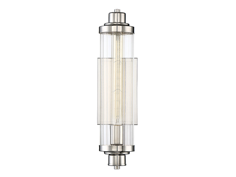 One Light Wall Sconce<br /><span style="color:#4AB0CE;">Entrega: 4-10 dias en USA</span><br /><span style="color:#4AB0CE;font-size:60%;">PREGUNTE POR ENTREGA EN PANAMA</span><br />Collection: Pike<br />Finish: Polished Nickel