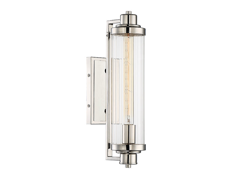 One Light Wall Sconce<br /><span style="color:#4AB0CE;">Entrega: 4-10 dias en USA</span><br /><span style="color:#4AB0CE;font-size:60%;">PREGUNTE POR ENTREGA EN PANAMA</span><br />Collection: Pike<br />Finish: Polished Nickel