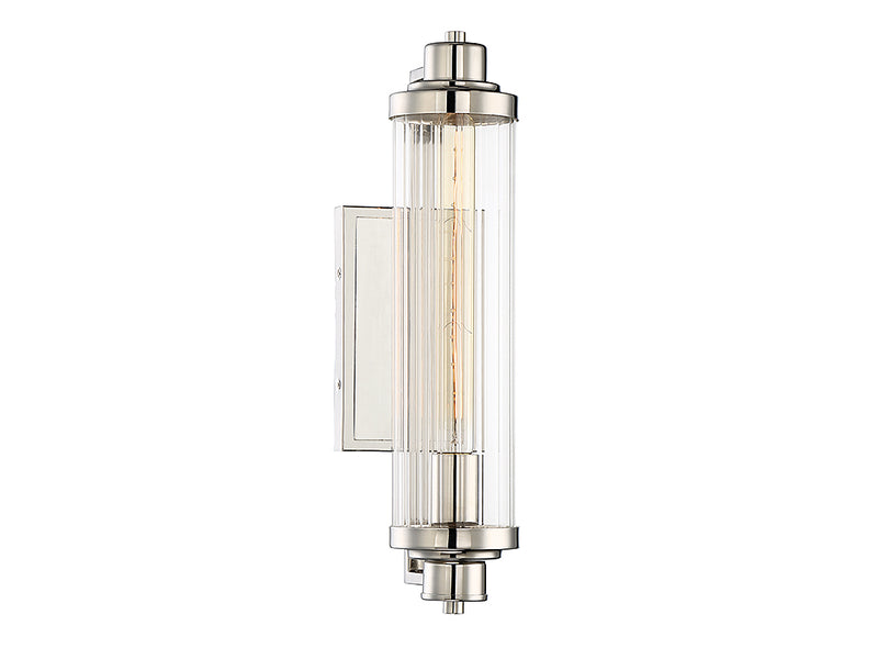 One Light Wall Sconce<br /><span style="color:#4AB0CE;">Entrega: 4-10 dias en USA</span><br /><span style="color:#4AB0CE;font-size:60%;">PREGUNTE POR ENTREGA EN PANAMA</span><br />Collection: Pike<br />Finish: Polished Nickel